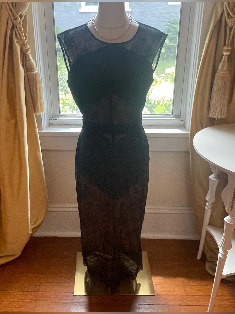 eva mendes for New York & Company Black Lace Sheath Dress